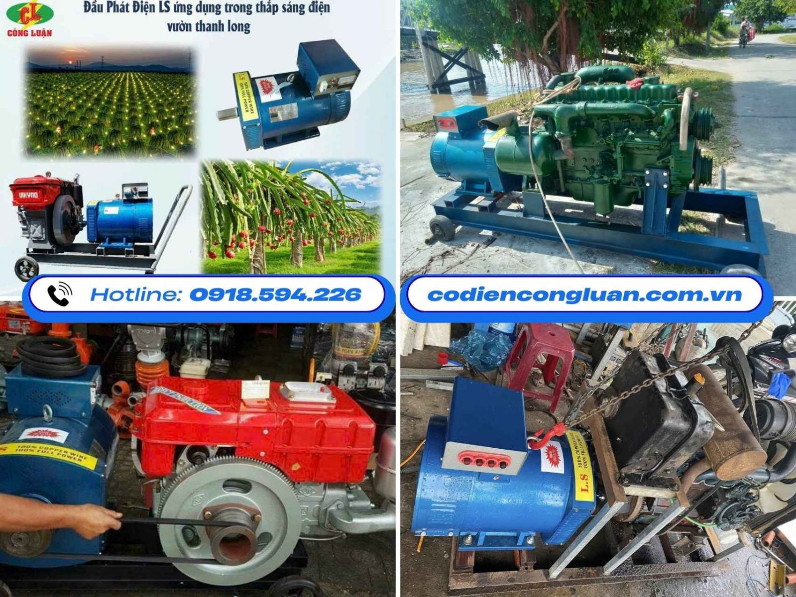 Đầu phát điện hiệu LS kết hợp cùng đầu nổ cung cấp điện cho nông, lâm, ngư nghiệp